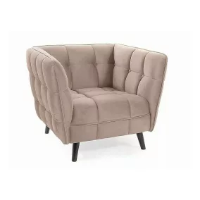 Castello Velvet Bézs Bársony Fotel Wenge Lábakkal