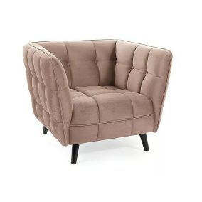 Castello Velvet Bársony Fotel Sötét Bézs Wenge Lábakkal