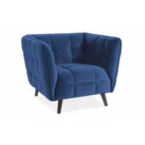 Castello Velvet Elegáns Bársony Fotel Tengerészkék