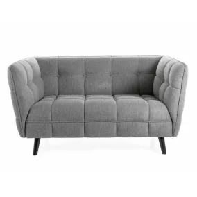   Castello Brego Kétszemélyes Szürke Kárpitozott Kanapé Wenge Lábakkal