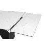   Cavalli II Kerámia Bővíthető Étkezőasztal Fehér Márvány Üveglappal Fekete V-lábbal