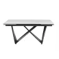   Cavalli II Kerámia Bővíthető Étkezőasztal Fehér Márvány Üveglappal Fekete V-lábbal