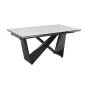   Cavalli II Kerámia Bővíthető Étkezőasztal Fehér Márvány Üveglappal Fekete V-lábbal