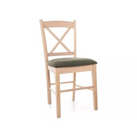CD-56 Keresztpántos Tölgy Étkezőszék Zöld Kárpittal