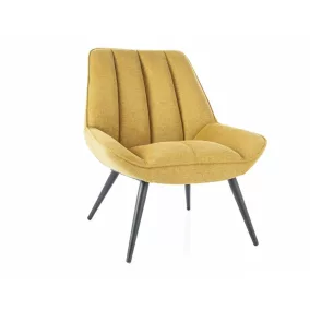   Cella Brego Modern Fotel Curry Szövet Fekete Váz Bordázott