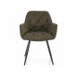   Cherry Bjorn Tűzött Olívazöld Szövet Étkezőszék Fekete Fém Lábakkal