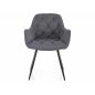   Cherry Bjorn Tűzött Szürke Étkezőszék Fekete Fém Lábakkal