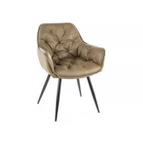   Cherry Buffalo Olívazöld Műbőr Étkezőszék Fekete Fém Lábakkal