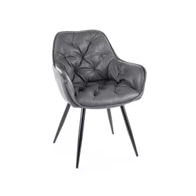   Cherry Buffalo Műbőr Szék Szürke Steppelt Kárpitozással