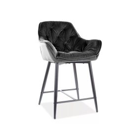Cherry H-2 Fekete Bársony Bárszék Fém Vázzal