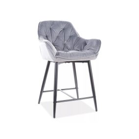 Cherry H-2 Bársony Bárszék Szürke Fém Kárpitozott