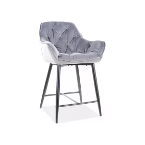 Cherry H-2 Bársony Bárszék Szürke Fém Kárpitozott