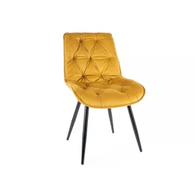   Cherry II Velvet Bársony Étkezőszék Curry Sárga Steppelt
