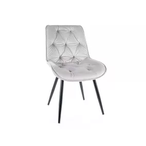   Cherry II Világosszürke Bársony Étkezőszék Fekete Fém Lábakkal