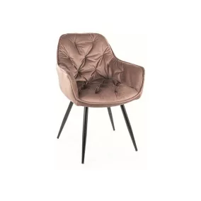   Cherry Monolith Bársony Étkezőszék Bézs Steppelt Fém Vázas