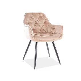  Cherry Velvet Bézs Bársony Étkezőszék Fekete Fém Lábakkal