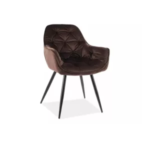   Cherry Velvet Bársony Étkezőszék Barna Steppelt Kárpitozással