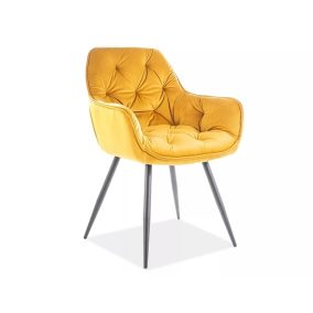 Cherry Velvet Bársony Étkezőszék Curry Sárga Steppelt