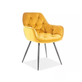 Cherry Velvet Bársony Étkezőszék Curry Sárga Steppelt