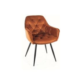   Cherry Velvet Fahéj Bársony Étkezőszék Fekete Fém Lábakkal