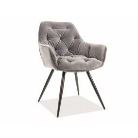   Cherry Velvet Bársony Étkezőszék Szürke Steppelt Kárpitozással