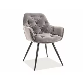   Cherry Velvet Bársony Étkezőszék Szürke Steppelt Kárpitozással