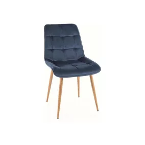   Chic D Bluvel Tölgy Étkezőszék Tengerészkék Bársony Steppelt