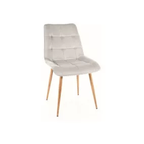   Chic D Világosszürke Bársony Étkezőszék Tölgy Lábakkal