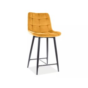 Chic H-2 Bárszék Velvet Curry Bársony Félmagas