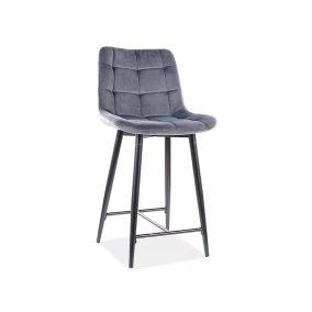 Chic H-2 Bárszék Velvet Szürke Kárpitozott Fémvázas