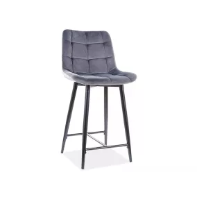 Chic H-2 Bárszék Velvet Szürke Kárpitozott Fémvázas