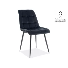   Chic Matt Velvet Fekete Bársony Étkezőszék Steppelt Háttámlával