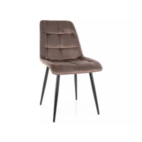   Chic Velvet Cappuccino Bársony Étkezőszék Fekete Fém Lábakkal