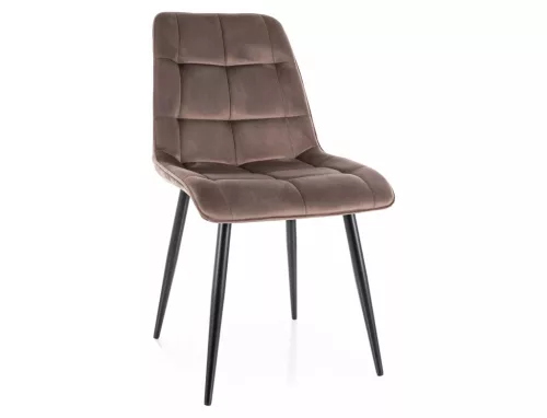 Chic Velvet Cappuccino Bársony Étkezőszék Fekete Fém Lábakkal