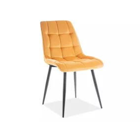   Chic Velvet Curry Bársony Étkezőszék Fekete Fém Lábakkal