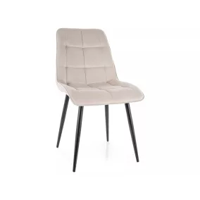   Chic Velvet Bársony Étkezőszék Világos Bézs Fekete Vázzal