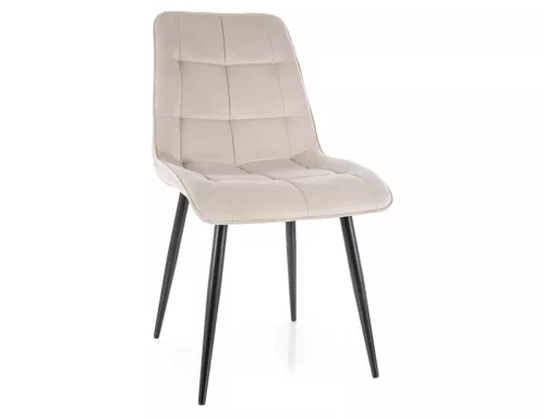 Chic Velvet Bársony Étkezőszék Világos Bézs Fekete Vázzal