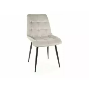   Chic Velvet Elegáns Bársony Étkezőszék Világosszürke Steppelt