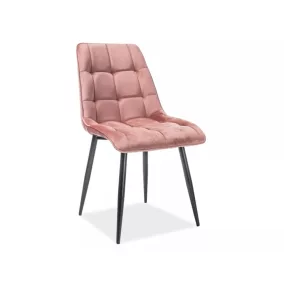   Chic Velvet Antik Rózsaszín Bársony Étkezőszék Fekete Fém Lábakkal