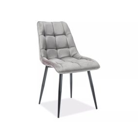 Chic Velvet Elegáns Bársony Étkezőszék Szürke Steppelt