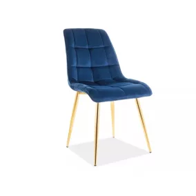   Chic Elegance Bársony Étkezőszék Tengerészkék Arany Lábakkal