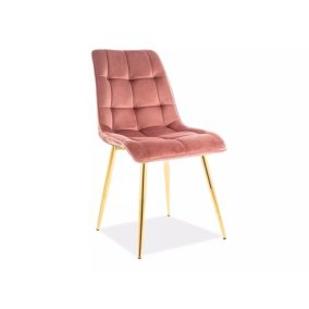   Chic Elegance Bársony Étkezőszék Rózsaszín Arany Lábakkal