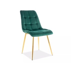 Chic Elegance Bársony Étkezőszék Zöld Arany Steppelt