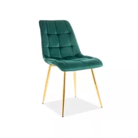 Chic Elegance Bársony Étkezőszék Zöld Arany Steppelt