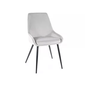   Cobe Velvet Világosszürke Bársony Étkezőszék Fekete Fém Lábakkal