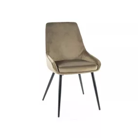   Cobe Velvet Olíva Bársony Étkezőszék Fekete Fém Lábakkal