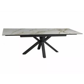   Columbus Ceramic Amber Bianco Bővíthető Étkezőasztal Márvány Fehér-Fekete
