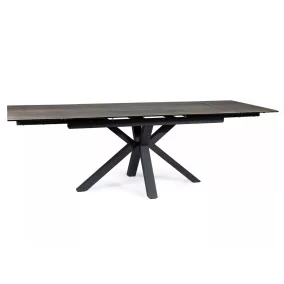   Columbus Ceramic Bővíthető Étkezőasztal Edzett Üveg-Kerámia Barna-Fekete