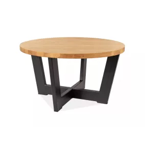   Cono Kerek Laminált Tölgy Dohányzóasztal Fekete Fém Vázzal