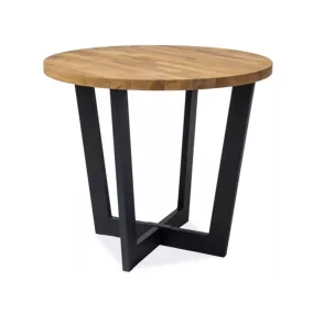 Cono Kerek Tölgyfa Étkezőasztal Fekete Fém Vázzal